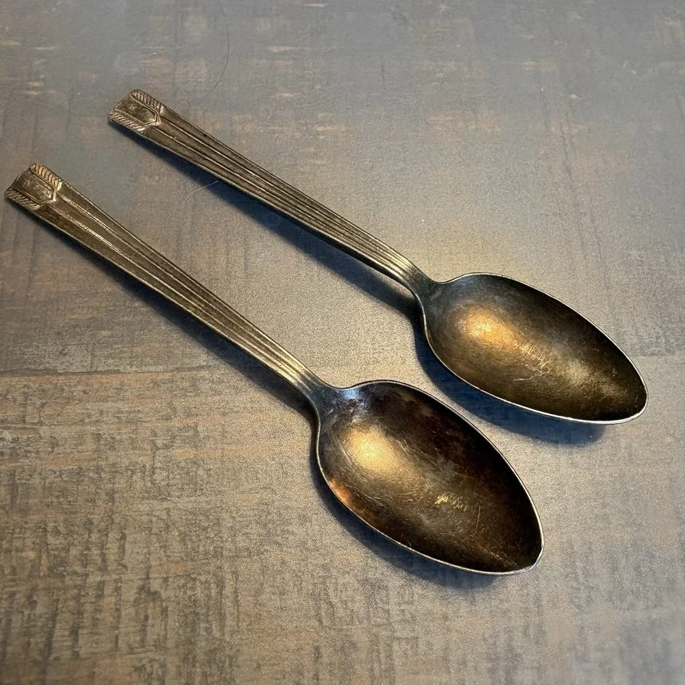 Pair Vintage United Airlines Spoons International Silver Co 5 ¾